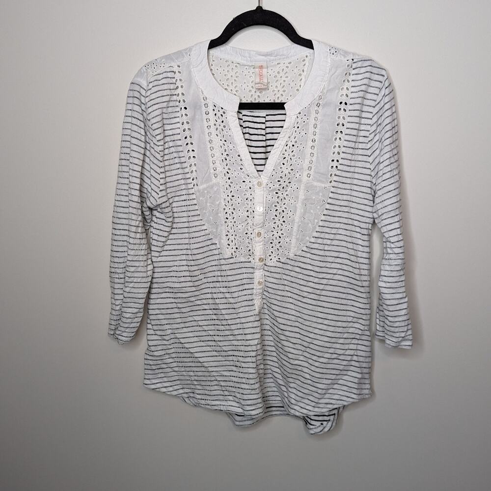 Gramicci Mixed Material Top Stripes and Eyelet Lace | size L